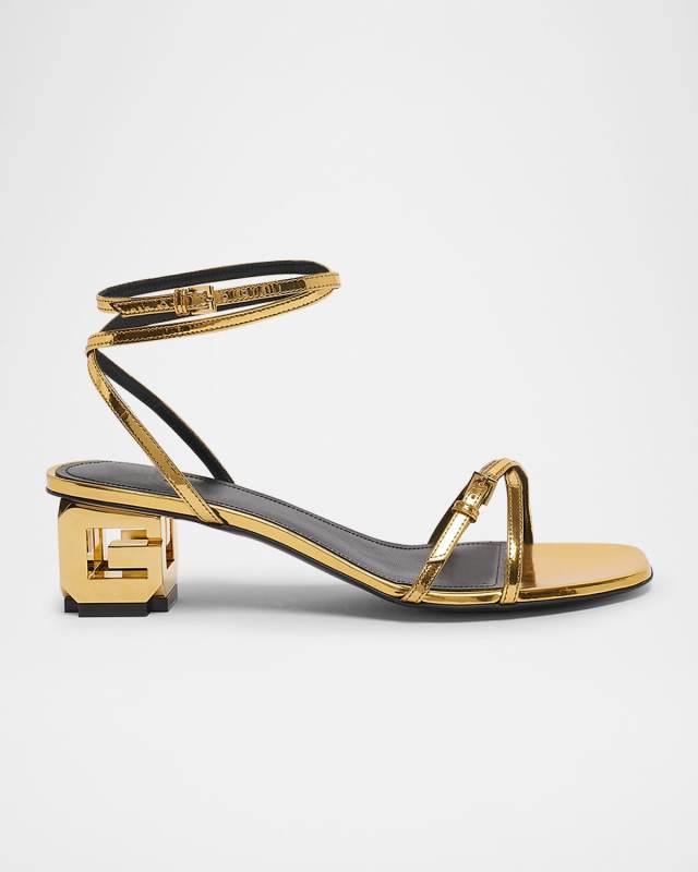 Metallic G Cube Buckle Strap Sandals